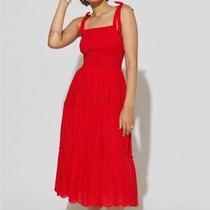Francesca's Collections Scarlet Smocked Dress